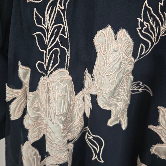 ASOS Black Midi Dress with White Floral Embroidery - Picture 5 of 11